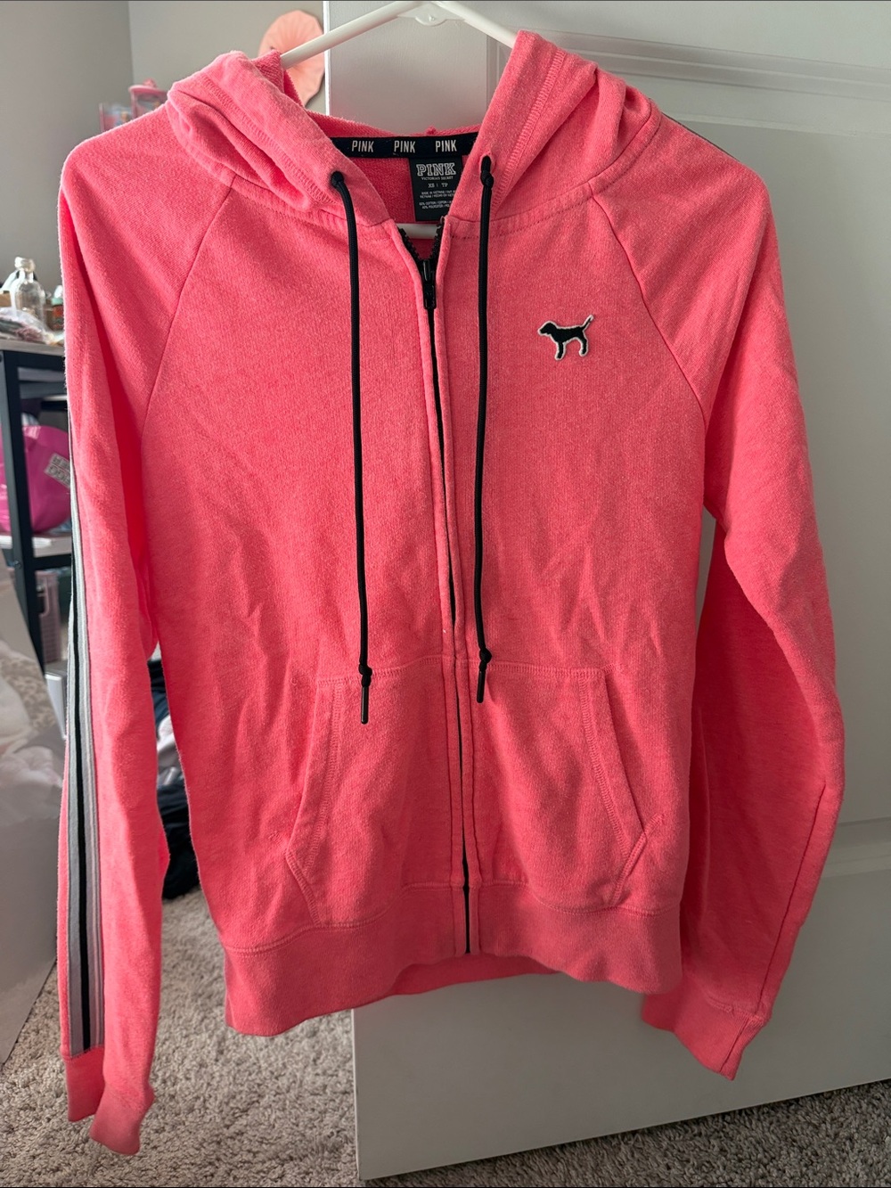 PINK Victoria's Secret Neon Pink Full-Zip Hooded Jacket